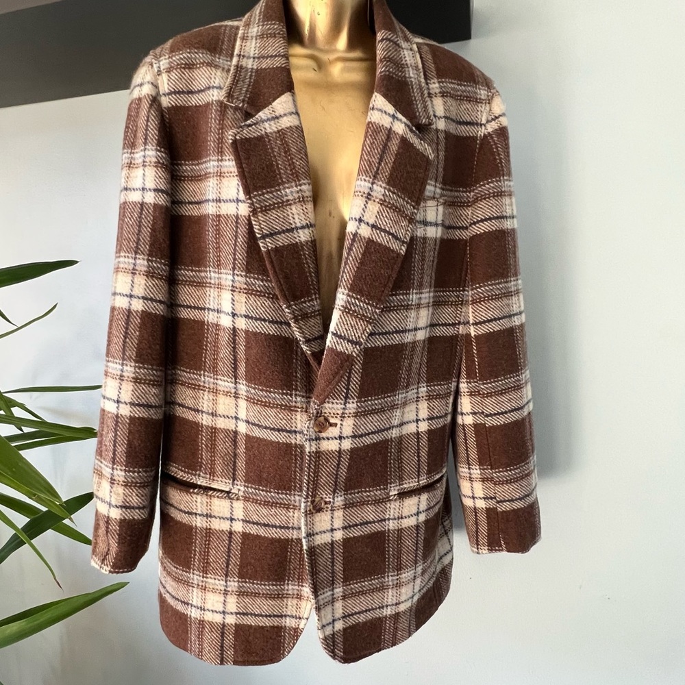Vintage plaid wool blend blazer by LizWear size 12 or oversized Sm/M